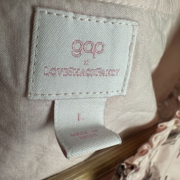 Gap × LoveShackFancy Girls Pink Floral Ruffle Button-Front Top Size Large - Picture 7 of 9